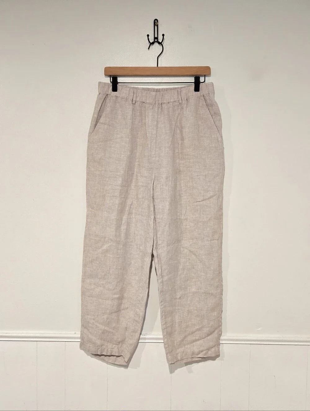Quince European Linen Pants Flax Tan Cropped Size Medium